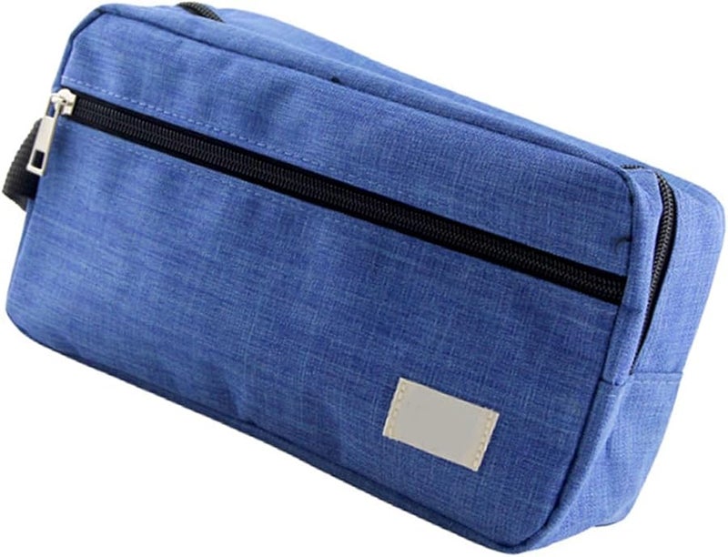 Blue Oxford Makeup Bag Ergonomic Travel Cosmetic Pouch Portable Toiletry Bag for Daily Commute - Image 1